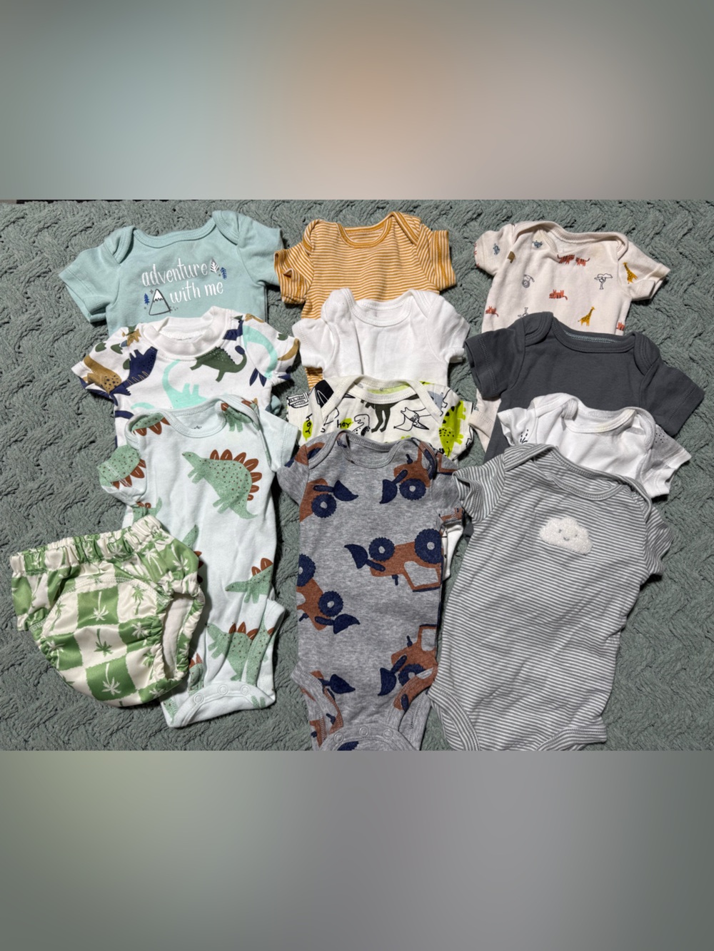 12 pieces- Assorted Baby Onesies - boy NB